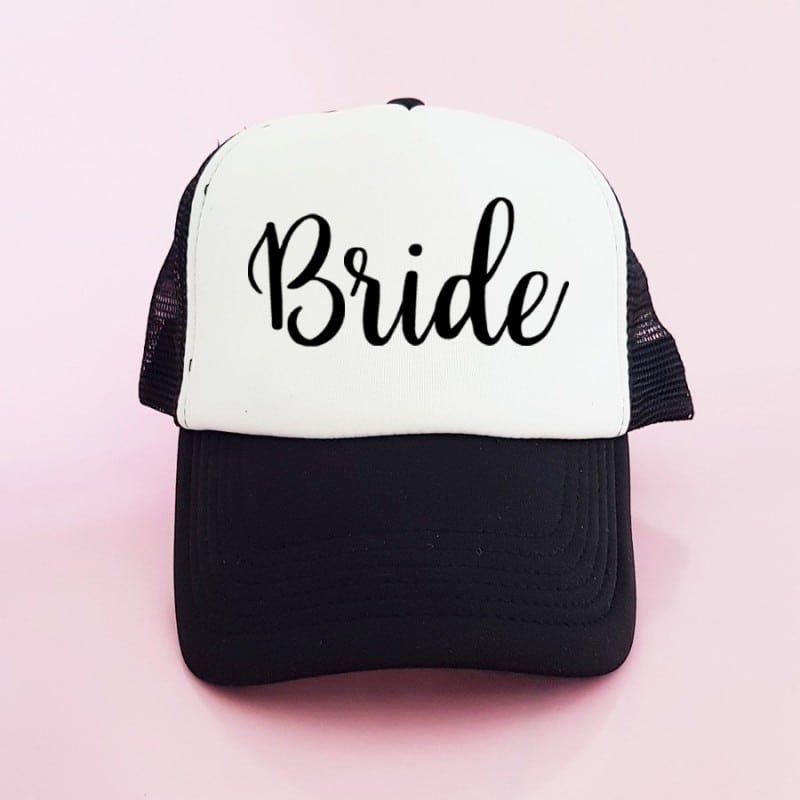 "Bride" Μαύρο Bachelorette Καπέλο Νύφης