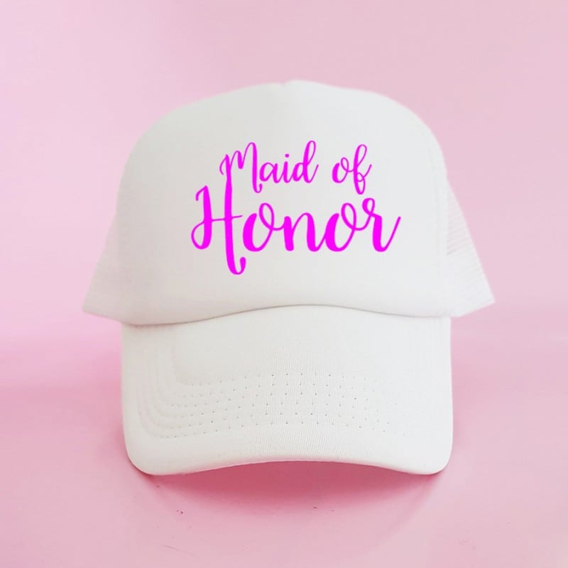 "Maid of Honor" Λευκό jockey καπέλο για την κουμπάρα