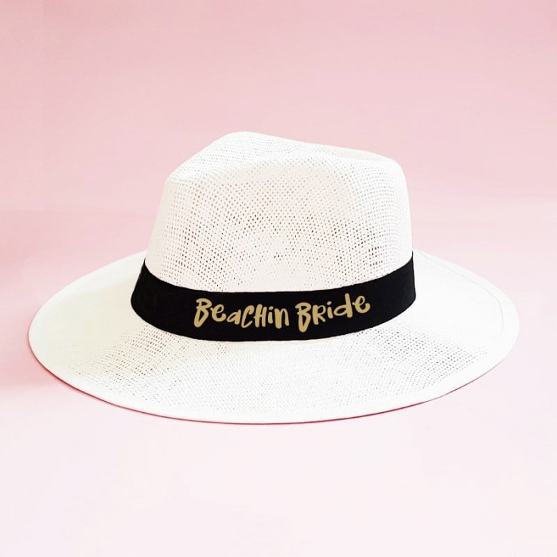 "Beachin" Λευκό τύπου panama καπέλο νύφης