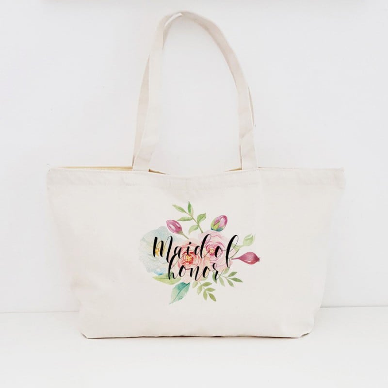 "Floral" Maid of honor's zipper bag