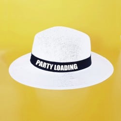 "Party Loading" Λευκό panama bachelor καπέλο