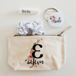 "Initial Floral Beauty Bag"...