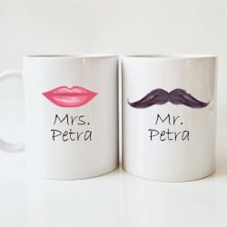 "Mustache-Lips" Coffee Mug Set