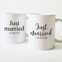"Just Married" Coffee Mug Set