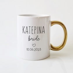 "Bride Name Heart" mug with...