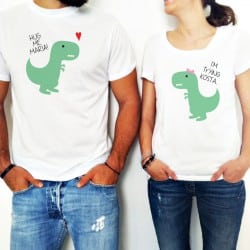 "Dinosaur hug" Set Tshirt Για το Ζευγάρι