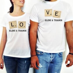 "Scrabble love" tshirt για το ζευγάρι