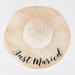 Ψάθινο πλατύγυρο καπέλο "Just Married"
